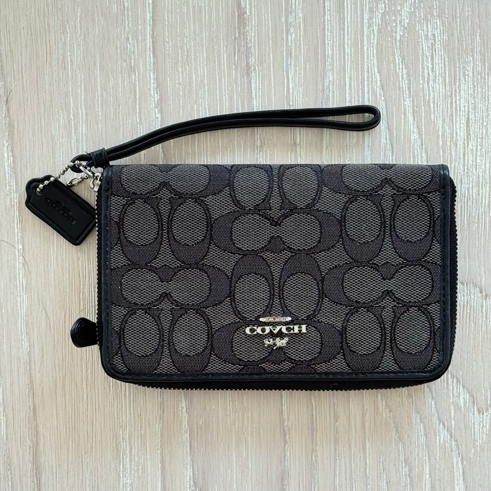 Coach Signature Black and Gray Wristlet